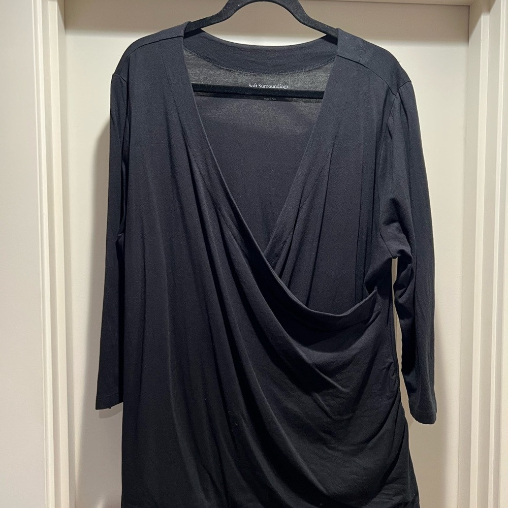 Soft Surroundings Black Drape Blouse